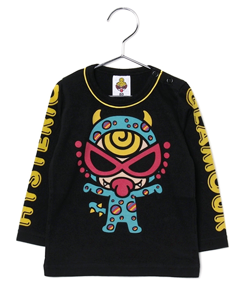 HYSTERIC MINI（ヒステリックミニ）の「BABY Hungry meet the OKIDOKI Monsters 長袖Tシャツ（Tシャツ/カットソー・キッズ・ホワイト/ブルー/ブラック・90/80）」の2枚目の写真