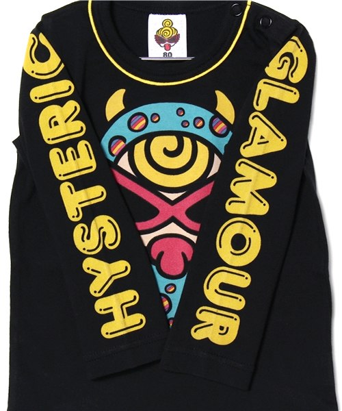 HYSTERIC MINI（ヒステリックミニ）の「BABY Hungry meet the OKIDOKI Monsters 長袖Tシャツ（Tシャツ/カットソー・キッズ・ホワイト/ブルー/ブラック・90/80）」の5枚目の写真