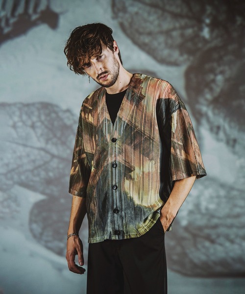 NO ID.（ノーアイディ）の「【NO ID.】All Over Pattern Sheer Knit Cardigan / 総柄 シアー ニット カーディガン（カーディガン/ボレロ・メンズ・ベージュ/ピンク/ブルー・ONE SIZE）」の6枚目の写真