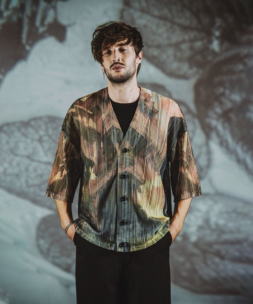 NO ID.（ノーアイディ）の「【NO ID.】All Over Pattern Sheer Knit Cardigan / 総柄 シアー ニット カーディガン（カーディガン/ボレロ・メンズ・ベージュ/ピンク/ブルー・ONE SIZE）」の8枚目の写真