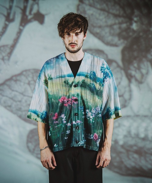 NO ID.（ノーアイディ）の「【NO ID.】All Over Pattern Sheer Knit Cardigan / 総柄 シアー ニット カーディガン（カーディガン/ボレロ・メンズ・ベージュ/ピンク/ブルー・ONE SIZE）」の9枚目の写真