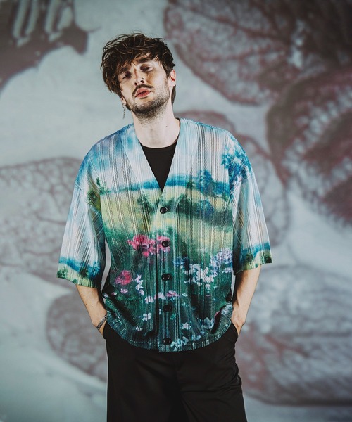 NO ID.（ノーアイディ）の「【NO ID.】All Over Pattern Sheer Knit Cardigan / 総柄 シアー ニット カーディガン（カーディガン/ボレロ・メンズ・ベージュ/ピンク/ブルー・ONE SIZE）」の11枚目の写真