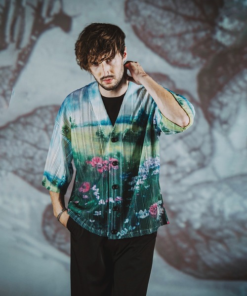 NO ID.（ノーアイディ）の「【NO ID.】All Over Pattern Sheer Knit Cardigan / 総柄 シアー ニット カーディガン（カーディガン/ボレロ・メンズ・ベージュ/ピンク/ブルー・ONE SIZE）」の13枚目の写真