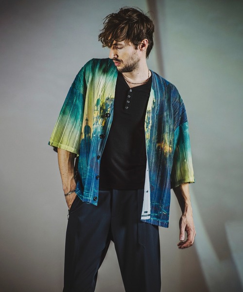 NO ID.（ノーアイディ）の「【NO ID.】All Over Pattern Sheer Knit Cardigan / 総柄 シアー ニット カーディガン（カーディガン/ボレロ・メンズ・ベージュ/ピンク/ブルー・ONE SIZE）」の17枚目の写真