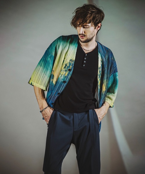 NO ID.（ノーアイディ）の「【NO ID.】All Over Pattern Sheer Knit Cardigan / 総柄 シアー ニット カーディガン（カーディガン/ボレロ・メンズ・ベージュ/ピンク/ブルー・ONE SIZE）」の18枚目の写真