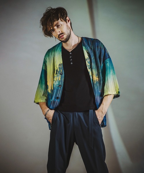 NO ID.（ノーアイディ）の「【NO ID.】All Over Pattern Sheer Knit Cardigan / 総柄 シアー ニット カーディガン（カーディガン/ボレロ・メンズ・ベージュ/ピンク/ブルー・ONE SIZE）」の19枚目の写真