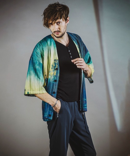 NO ID.（ノーアイディ）の「【NO ID.】All Over Pattern Sheer Knit Cardigan / 総柄 シアー ニット カーディガン（カーディガン/ボレロ・メンズ・ベージュ/ピンク/ブルー・ONE SIZE）」の20枚目の写真