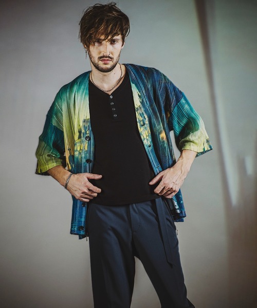 NO ID.（ノーアイディ）の「【NO ID.】All Over Pattern Sheer Knit Cardigan / 総柄 シアー ニット カーディガン（カーディガン/ボレロ・メンズ・ベージュ/ピンク/ブルー・ONE SIZE）」の22枚目の写真