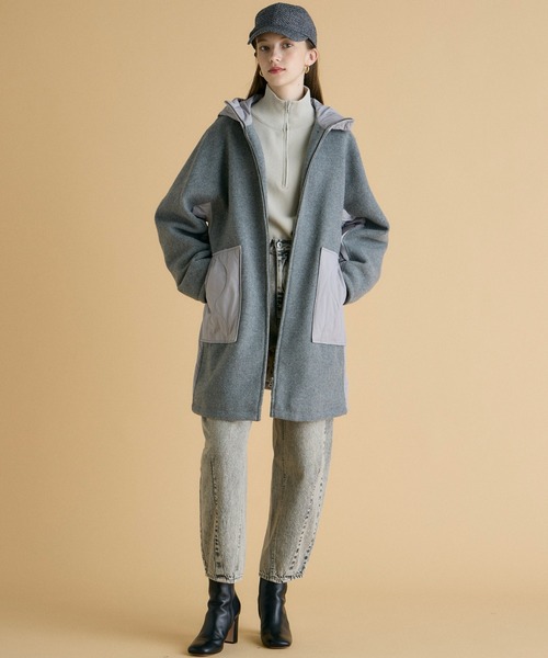 INED CLARO（イネドクラロ）の「ウール×ピュアダウンコート（ダウンジャケット/コート・レディース・グレー/ベージュ・フリー）」の3枚目の写真