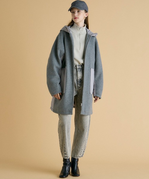 INED CLARO（イネドクラロ）の「ウール×ピュアダウンコート（ダウンジャケット/コート・レディース・グレー/ベージュ・フリー）」の4枚目の写真