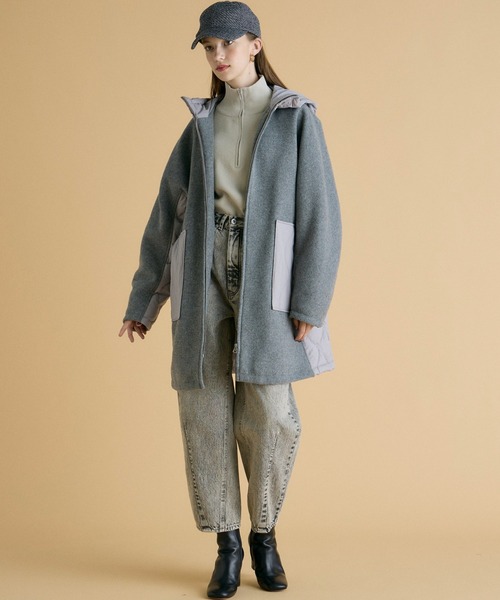 INED CLARO（イネドクラロ）の「ウール×ピュアダウンコート（ダウンジャケット/コート・レディース・グレー/ベージュ・フリー）」の5枚目の写真