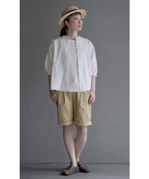 apartment department（アパートメントデパートメント）の「コットン混ラミーリネン シャーリングスリーブブラウス（シャツ/ブラウス・レディース・オフホワイト/ブラック・フリー）」の13枚目の写真