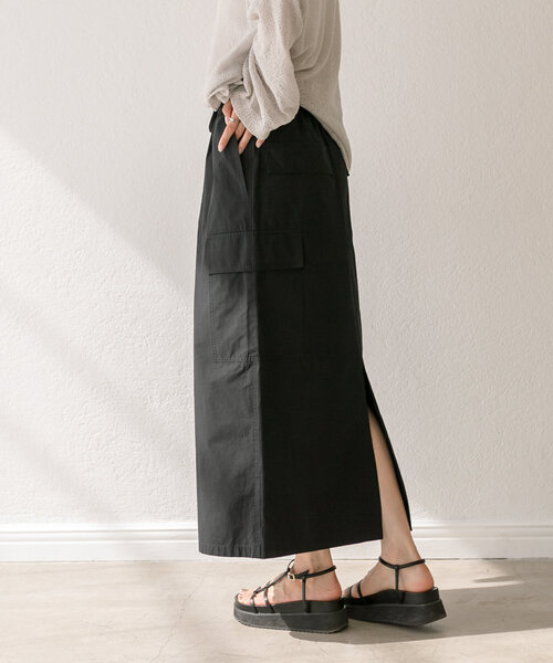 RIVE DROITE(リヴドロワ)の「ドロストカーゴロングスカート(スカート・レディース・ライトベージュ/カーキ/ブラック・38/36)」の22枚目の写真