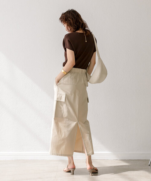 RIVE DROITE(リヴドロワ)の「ドロストカーゴロングスカート(スカート・レディース・ライトベージュ/カーキ/ブラック・38/36)」の10枚目の写真