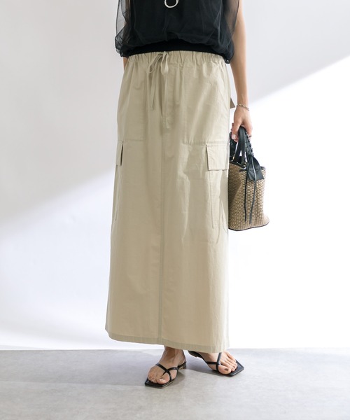 RIVE DROITE(リヴドロワ)の「ドロストカーゴロングスカート(スカート・レディース・ライトベージュ/カーキ/ブラック・38/36)」の1枚目の写真