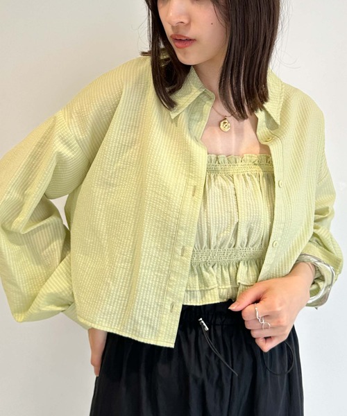 archives（アルシーヴ）の「シアーストライプシャツ×ビスチェ（シャツ