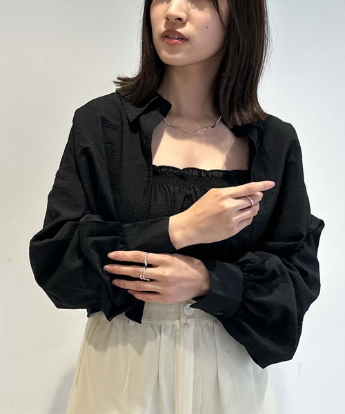 archives（アルシーヴ）の「シアーストライプシャツ×ビスチェ（シャツ