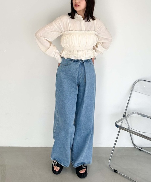 archives（アルシーヴ）の「シアーストライプシャツ×ビスチェ（シャツ/ブラウス・レディース・アイボリー/ブラック/ブルー/グリーン・MEDIUM）」の20枚目の写真