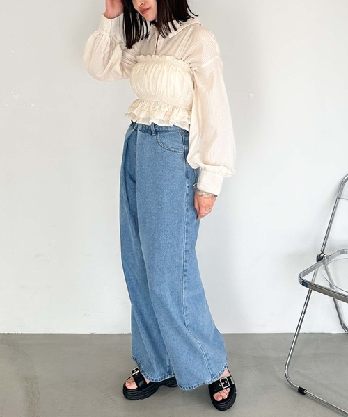 archives（アルシーヴ）の「シアーストライプシャツ×ビスチェ（シャツ/ブラウス・レディース・アイボリー/ブラック/ブルー/グリーン・MEDIUM）」の21枚目の写真