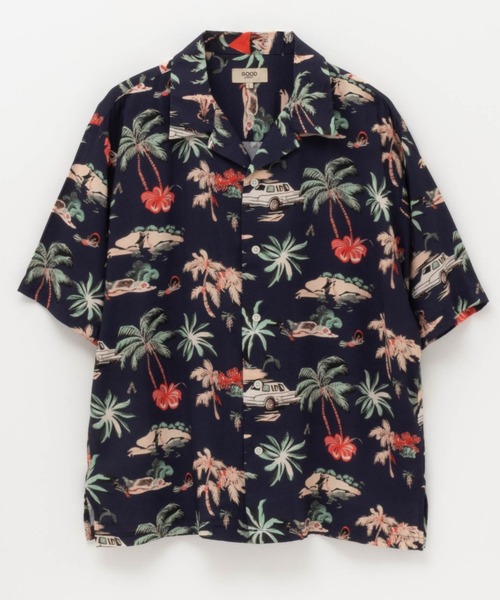 Mac-House（マックハウス）の「RAYON ALOHA SHIRT レーヨンアロハシャツ（シャツ/ブラウス・メンズ・ネイビー/ベージュ/オフホワイト/ブラック・S/M/L/XL）」の4枚目の写真