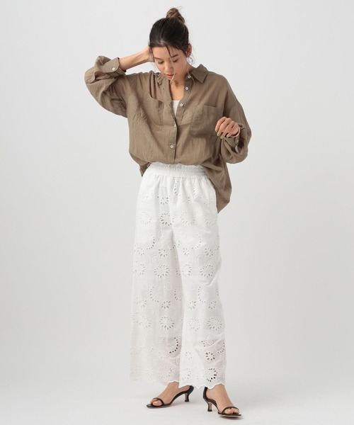 BAYFLOW（ベイフロー）の「[セットアップも可能]スカラップレースワイドパンツ（その他パンツ・レディース・カーキ/ブラック/オフホワイト・FREE）」の6枚目の写真