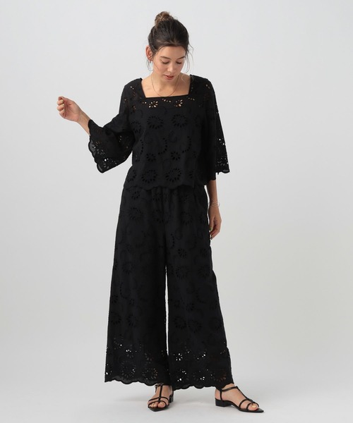 BAYFLOW（ベイフロー）の「[セットアップも可能]スカラップレースワイドパンツ（その他パンツ・レディース・カーキ/ブラック/オフホワイト・FREE）」の5枚目の写真