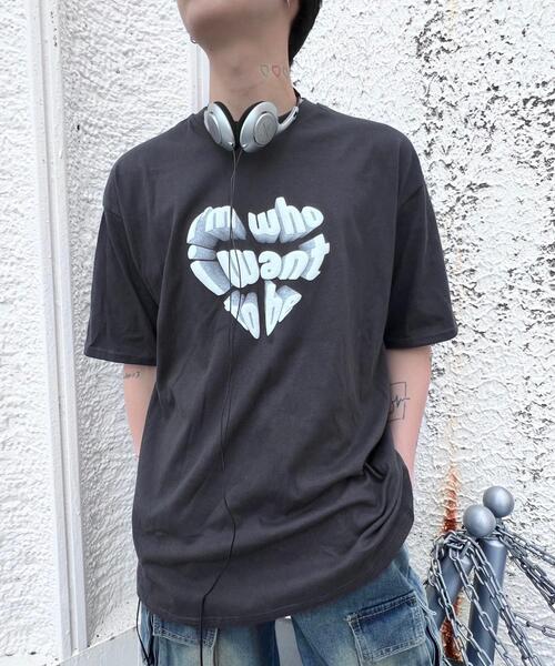 Figments（フィグメンツ）の「メッセージハートTシャツ（Tシャツ/カットソー・レディース・ブラック/グレー・FREE）」の3枚目の写真