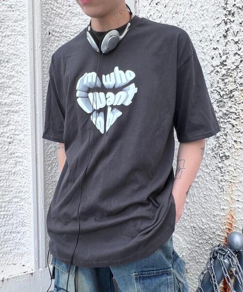 Figments（フィグメンツ）の「メッセージハートTシャツ（Tシャツ/カットソー・レディース・ブラック/グレー・FREE）」の4枚目の写真