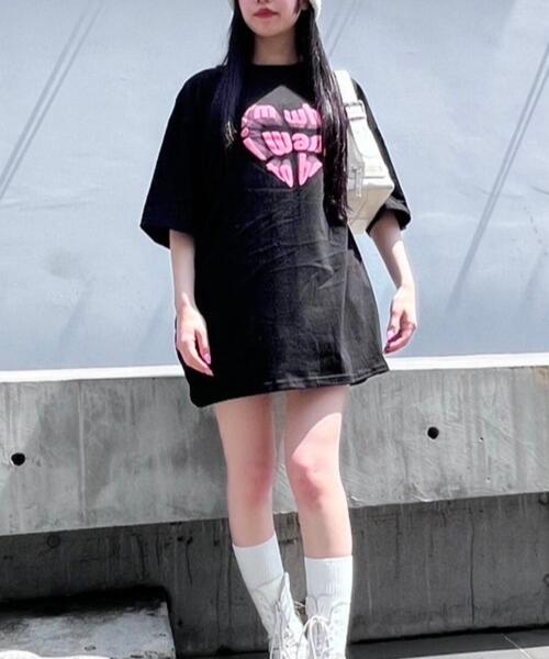 Figments（フィグメンツ）の「メッセージハートTシャツ（Tシャツ/カットソー・レディース・ブラック/グレー・FREE）」の7枚目の写真