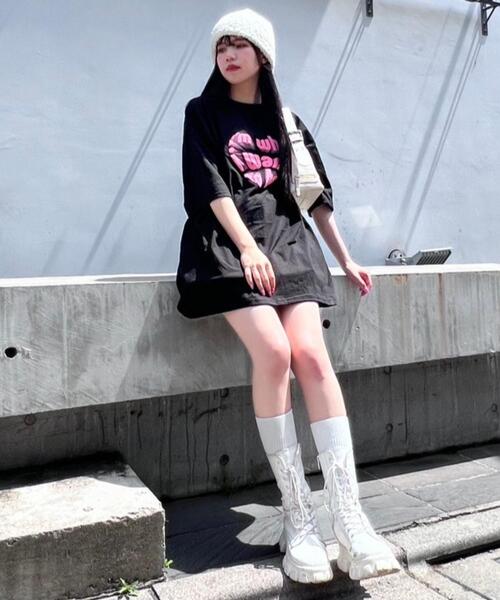 Figments（フィグメンツ）の「メッセージハートTシャツ（Tシャツ/カットソー・レディース・ブラック/グレー・FREE）」の9枚目の写真