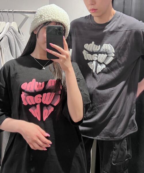 Figments（フィグメンツ）の「メッセージハートTシャツ（Tシャツ/カットソー・レディース・ブラック/グレー・FREE）」の10枚目の写真