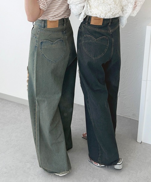 apres jour(アプレジュール)の「オーバーダイハートポケットダメージパンツ【ZOZOTOWN限定アイテム】(デニムパンツ・レディース・インディゴブルー/ダークインディゴブルー・SMALL/MEDIUM/X-LARGE)」の18枚目の写真