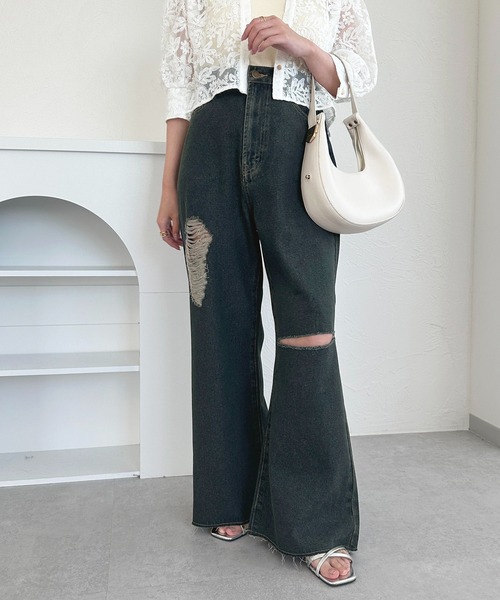 apres jour(アプレジュール)の「オーバーダイハートポケットダメージパンツ【ZOZOTOWN限定アイテム】(デニムパンツ・レディース・インディゴブルー/ダークインディゴブルー・SMALL/MEDIUM/X-LARGE)」の3枚目の写真