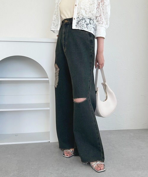 apres jour(アプレジュール)の「オーバーダイハートポケットダメージパンツ【ZOZOTOWN限定アイテム】(デニムパンツ・レディース・インディゴブルー/ダークインディゴブルー・SMALL/MEDIUM/X-LARGE)」の4枚目の写真