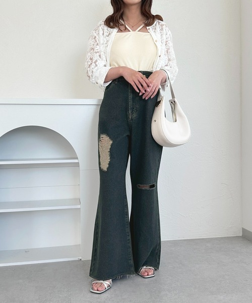 apres jour(アプレジュール)の「オーバーダイハートポケットダメージパンツ【ZOZOTOWN限定アイテム】(デニムパンツ・レディース・インディゴブルー/ダークインディゴブルー・SMALL/MEDIUM/X-LARGE)」の6枚目の写真