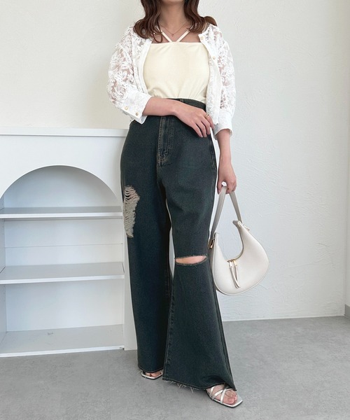 apres jour(アプレジュール)の「オーバーダイハートポケットダメージパンツ【ZOZOTOWN限定アイテム】(デニムパンツ・レディース・インディゴブルー/ダークインディゴブルー・SMALL/MEDIUM/X-LARGE)」の9枚目の写真