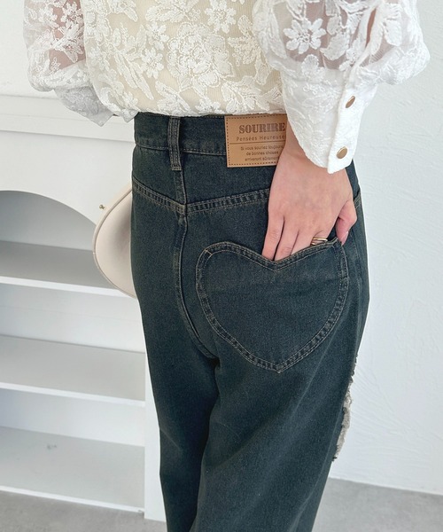 apres jour(アプレジュール)の「オーバーダイハートポケットダメージパンツ【ZOZOTOWN限定アイテム】(デニムパンツ・レディース・インディゴブルー/ダークインディゴブルー・SMALL/MEDIUM/X-LARGE)」の11枚目の写真