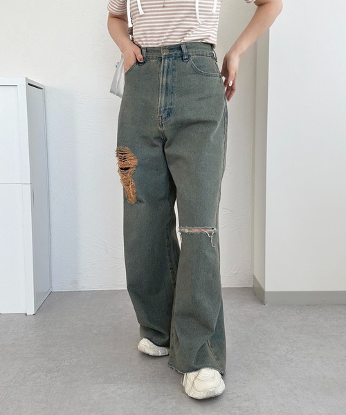 apres jour(アプレジュール)の「オーバーダイハートポケットダメージパンツ【ZOZOTOWN限定アイテム】(デニムパンツ・レディース・インディゴブルー/ダークインディゴブルー・SMALL/MEDIUM/X-LARGE)」の12枚目の写真