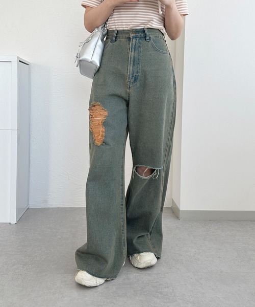 apres jour(アプレジュール)の「オーバーダイハートポケットダメージパンツ【ZOZOTOWN限定アイテム】(デニムパンツ・レディース・インディゴブルー/ダークインディゴブルー・SMALL/MEDIUM/X-LARGE)」の13枚目の写真