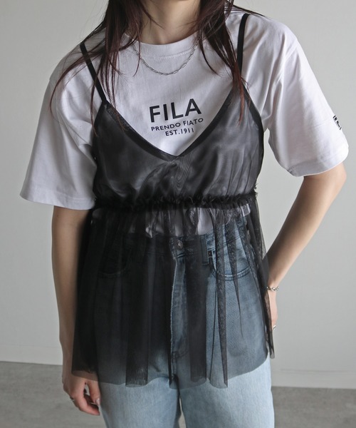 FILA(フィラ)の「FILAロゴプリントTシャツ(Tシャツ/カットソー・レディース・ブラック/ピンク/ホワイト/ネイビー/スミクロ/杢グレー/オフホワイト・XL/L/M)」の15枚目の写真