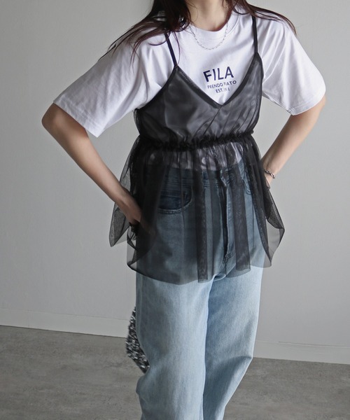 FILA(フィラ)の「FILAロゴプリントTシャツ(Tシャツ/カットソー・レディース・ブラック/ピンク/ホワイト/ネイビー/スミクロ/杢グレー/オフホワイト・XL/L/M)」の14枚目の写真