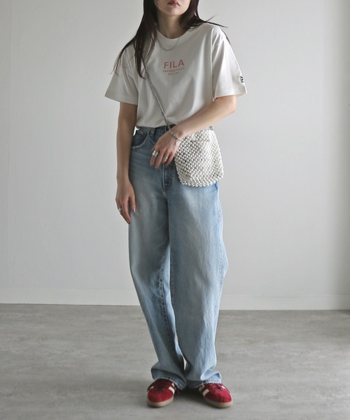 FILA(フィラ)の「FILAロゴプリントTシャツ(Tシャツ/カットソー・レディース・ブラック/ピンク/ホワイト/ネイビー/スミクロ/杢グレー/オフホワイト・XL/L/M)」の10枚目の写真