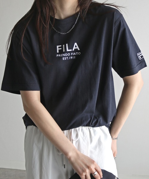 FILA(フィラ)の「FILAロゴプリントTシャツ(Tシャツ/カットソー・レディース・ブラック/ピンク/ホワイト/ネイビー/スミクロ/杢グレー/オフホワイト・XL/L/M)」の20枚目の写真