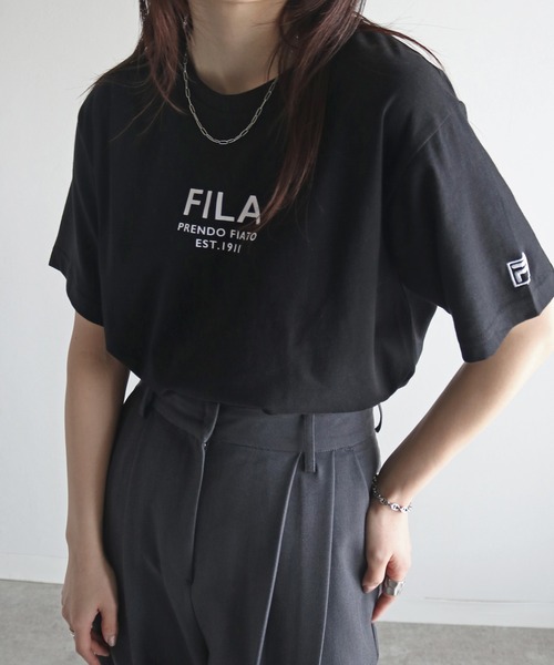 FILA(フィラ)の「FILAロゴプリントTシャツ(Tシャツ/カットソー・レディース・ブラック/ピンク/ホワイト/ネイビー/スミクロ/杢グレー/オフホワイト・XL/L/M)」の8枚目の写真