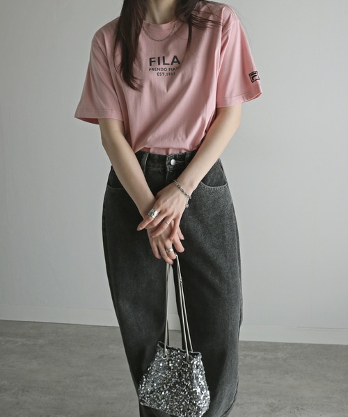 FILA(フィラ)の「FILAロゴプリントTシャツ(Tシャツ/カットソー・レディース・ブラック/ピンク/ホワイト/ネイビー/スミクロ/杢グレー/オフホワイト・XL/L/M)」の18枚目の写真