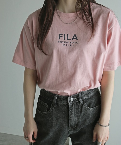 FILA(フィラ)の「FILAロゴプリントTシャツ(Tシャツ/カットソー・レディース・ブラック/ピンク/ホワイト/ネイビー/スミクロ/杢グレー/オフホワイト・XL/L/M)」の17枚目の写真