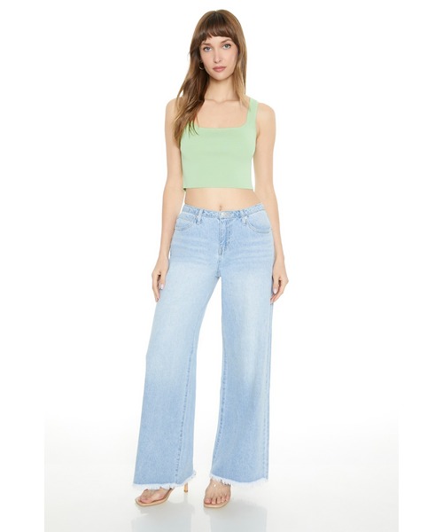 FOREVER 21(フォーエバー トゥエンティーワン)の「デニムワイドパンツ(デニムパンツ・レディース・ライトブルー・24cm/25cm/26cm)」の2枚目の写真