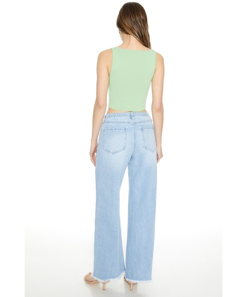 FOREVER 21(フォーエバー トゥエンティーワン)の「デニムワイドパンツ(デニムパンツ・レディース・ライトブルー・24cm/25cm/26cm)」の4枚目の写真