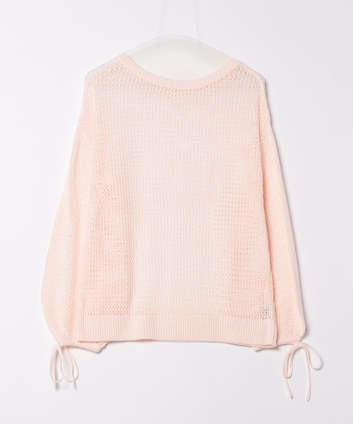 【本日中値下げ】オフショル　フレア　ニット　トップス　ピンク　シアー　チュール シアー切替ニットショート丈トップス[an1502] | レディース
