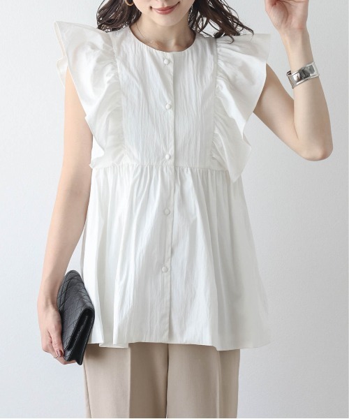 Lajour(ラジュール)の「ラッフルフリルペプラムブラウス(シャツ/ブラウス・レディース・ブラック/ホワイト・フリー)」の9枚目の写真